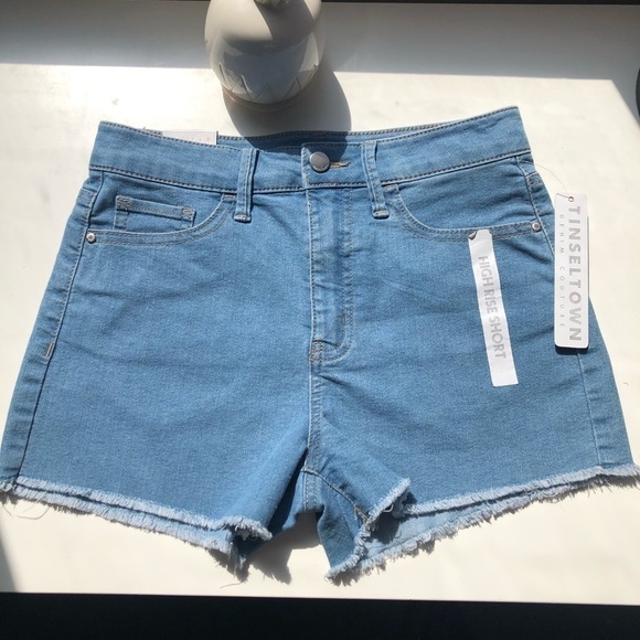 Tinseltown Frayed High Rise Denim Shorts Size 5/27 - Picture 1 of 11